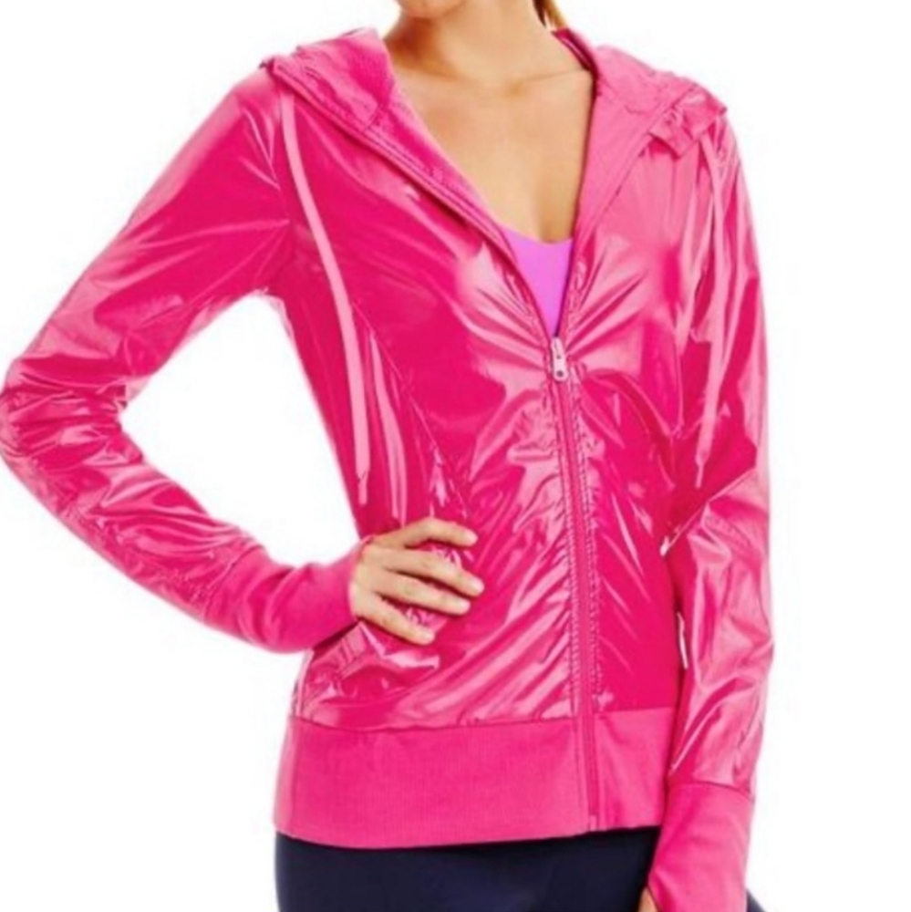 Lorna Jane.Luminosity Raspberry Pearlescent Hooded Jacket Lightweight